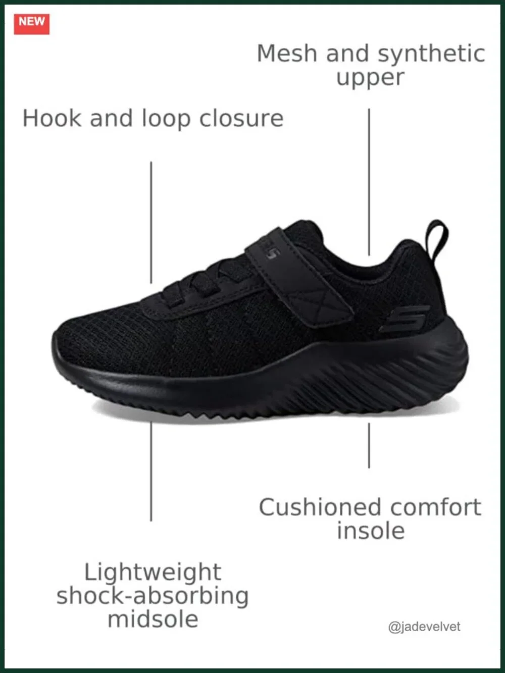 Boys Lightweight Mesh Sneakers with Hook & Loop Closure Machine Washable